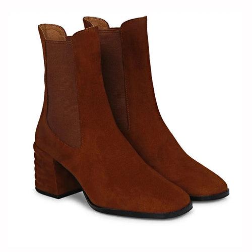 Saint Rachel Cognac Leather High Ankle Boots