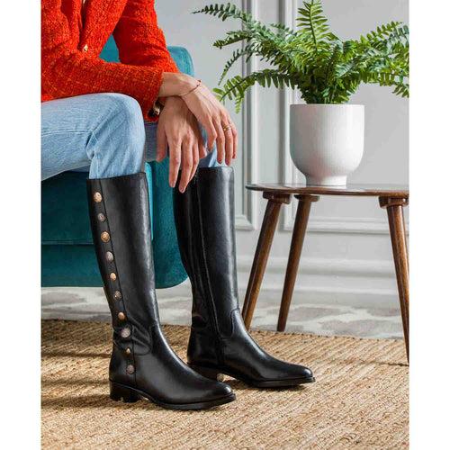 Saint Adriano Black Leather Knee High Boots