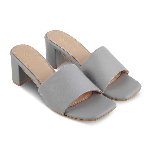 The Bariz Grey Women's Casual Block Heel Sandals Tresmode