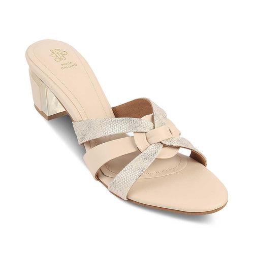 The Elche Beige Women's Dress Block Heel Sandals Tresmode