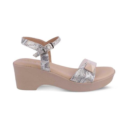 The Python Beige Women's Dress Heel Sandals Tresmode