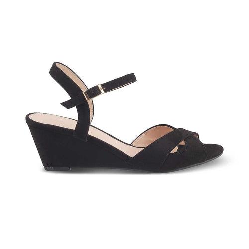 The Romak Black Women's Dress Wedge Sandals Tresmode