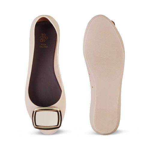 The Akasaka Beige Womens Ballerinas