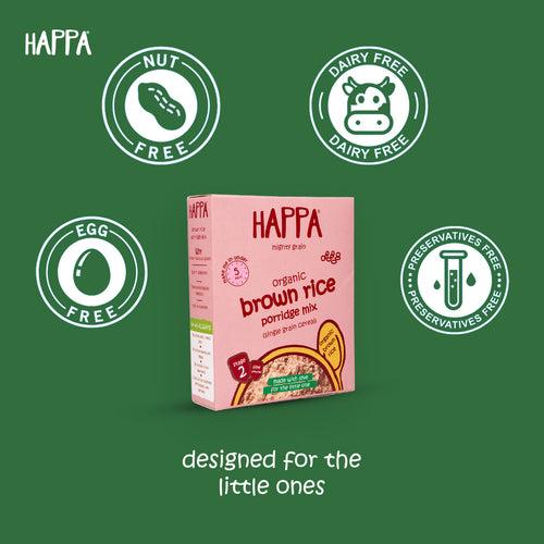 Happa 100% natural Brown Rice + Apple + Banana Cereal - 1Pack | No added Nonsense |