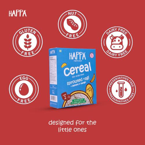 Happa Organic Puree and Cereal Combo 1 Cereal and 7 Fruit Puree, (R+B+M Cereal, A+B Puree, M+B Puree, A+M Puree, A+M Multigrain Puree, A+O Puree, SP+M+Pear Puree, Only Apple Puree)