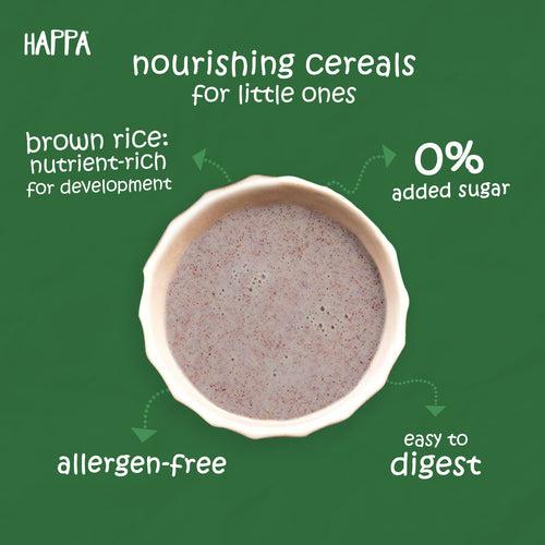Happa 100% natural Brown Rice + Apple + Banana Cereal - 1Pack | No added Nonsense |