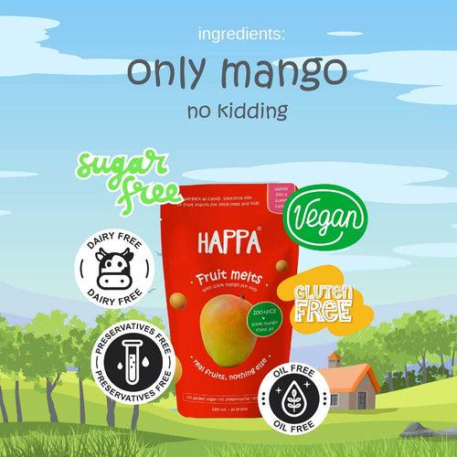 Happa Mango Melts for little ones, made with 100% Mango & nothing else. No added flavour or Sugar!
