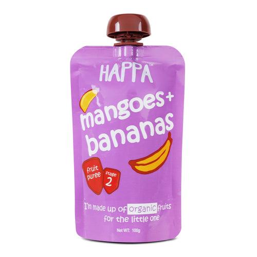 Happa Apple+Mango, Mango+Banana, Apple+Banana, Sweet Potato+Mango+Pear Fruit Puree (pack of 4)