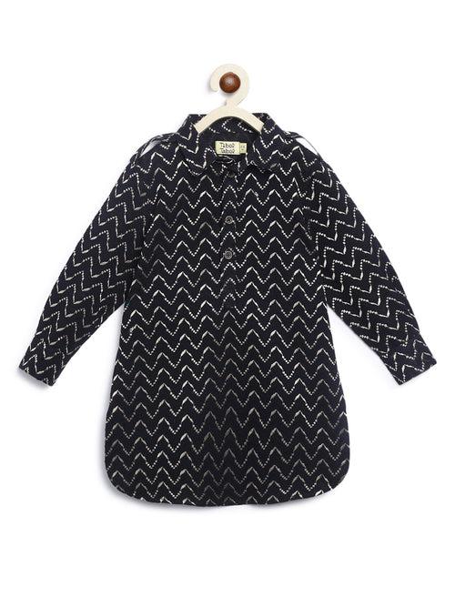 Boy Zigzag Pathani Set-Black