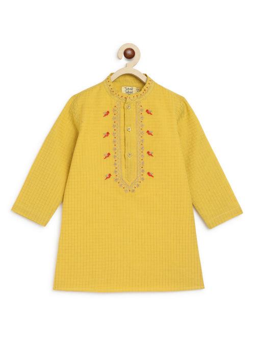 Chidiya Udd Zari Kurta Set - Yellow