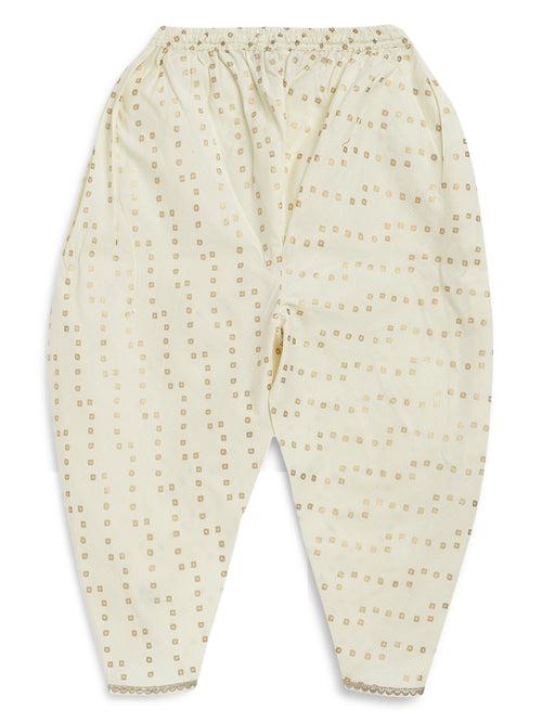 Girl Lakshmi Embroidered Premium Cotton Suit Set - Cream