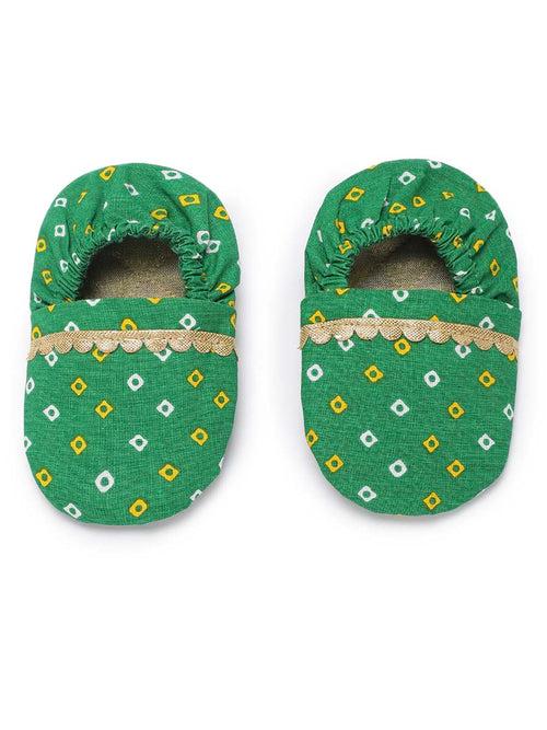 Baby Booties Mittens And Cap Set-Green