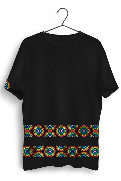 Color Circle Graphic Printed Black Tshirt