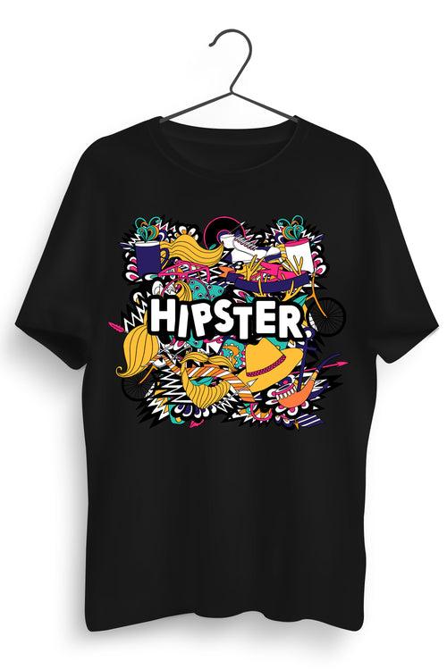 Hipster Graphic Printed Black Tshirt