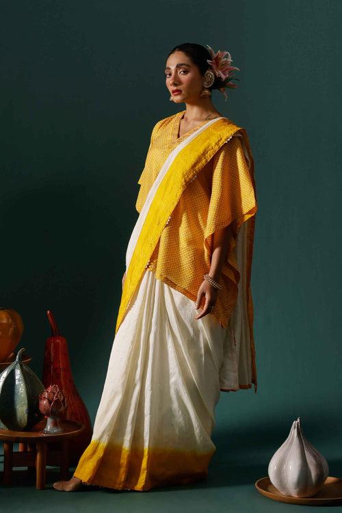 Haze Saree - Yellow White