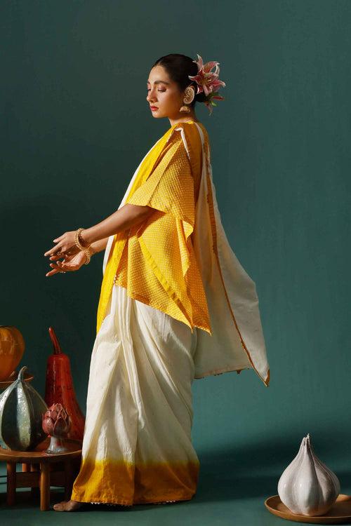 Haze Saree - Yellow White