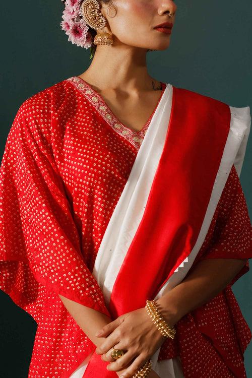 Haze Saree - Red White