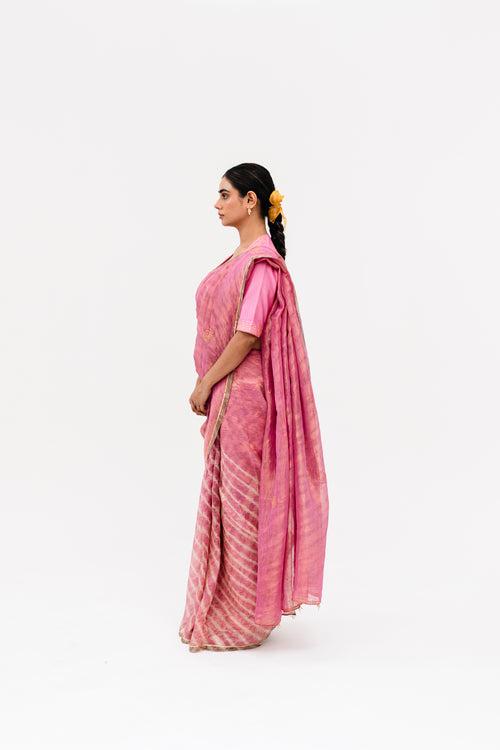 Sukri Leheriya Saree - Pink