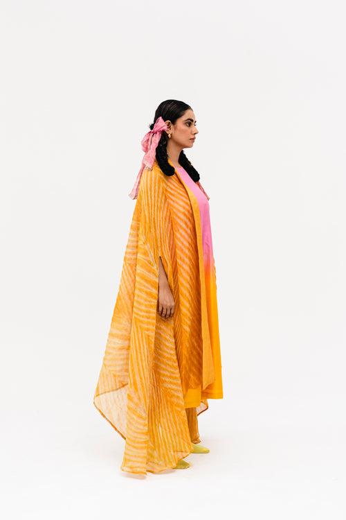 Khari Cape and Dress Set - Yellow