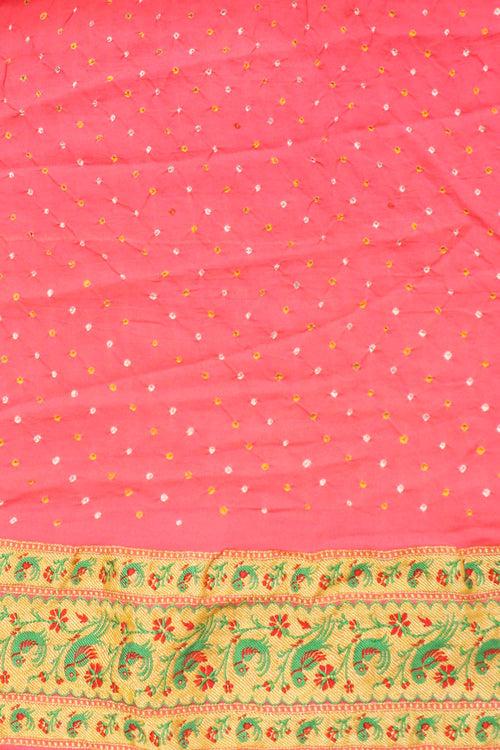 Red Peach Meenakari Banarasi Bandhani Saree