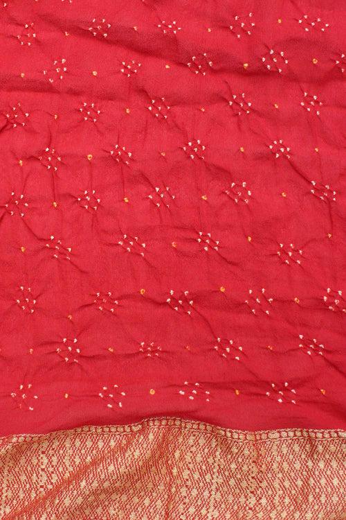 Broad Border Banarasi Bandhani Saree - Maroon