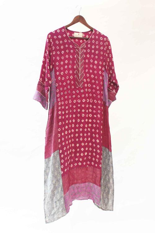 Plum Veda Bandhani on Crepe Kurta