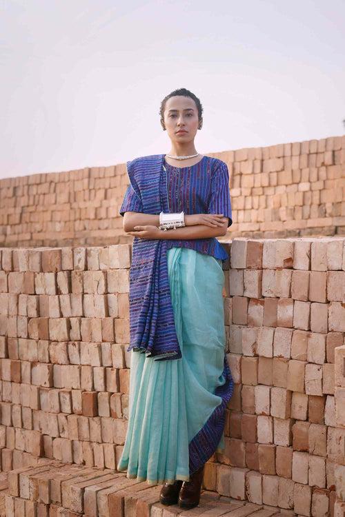 Sky Blue Tissue Saree