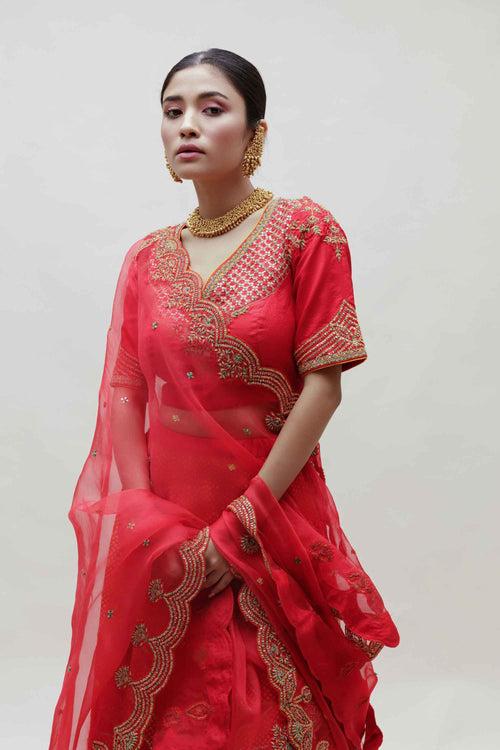 Ekam Lehenga - Red