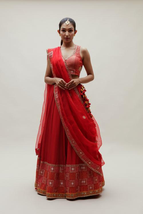 Meher Lehenga - Red