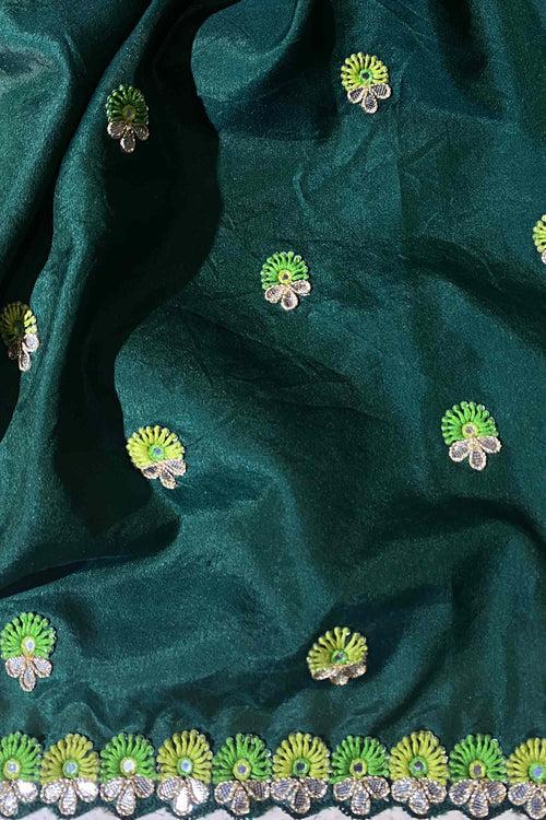 Green Shaded Bandhani on Organza Saree with Gota Patti