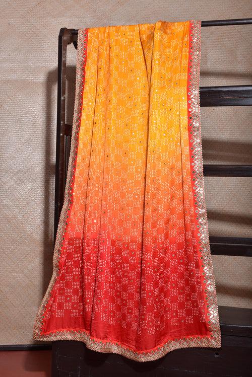 Geometric Patterned Bandhani Peela Dupatta