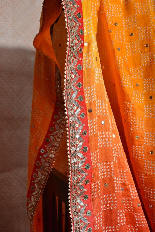 Geometric Patterned Bandhani Peela Dupatta