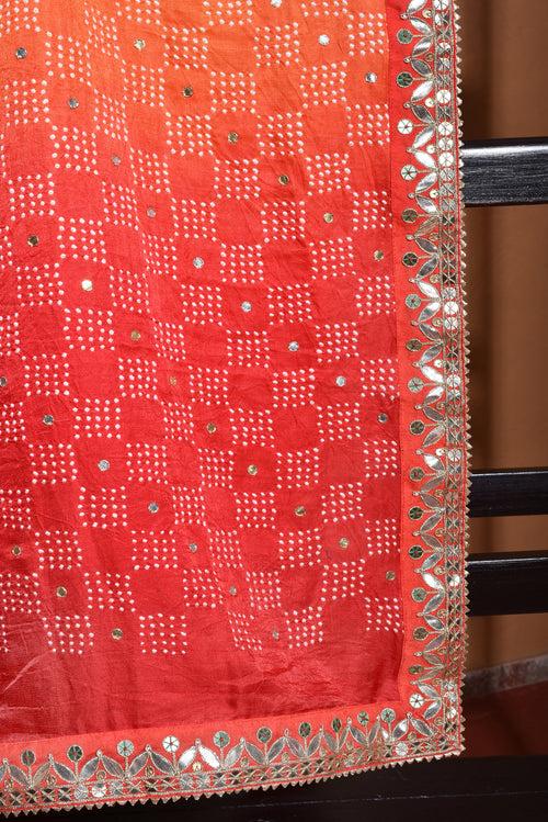 Geometric Patterned Bandhani Peela Dupatta