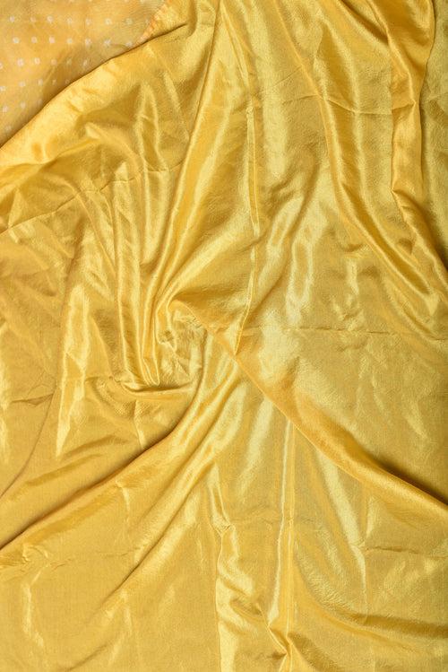 Bandhani on Pure Organza Saree in Pale Yellow