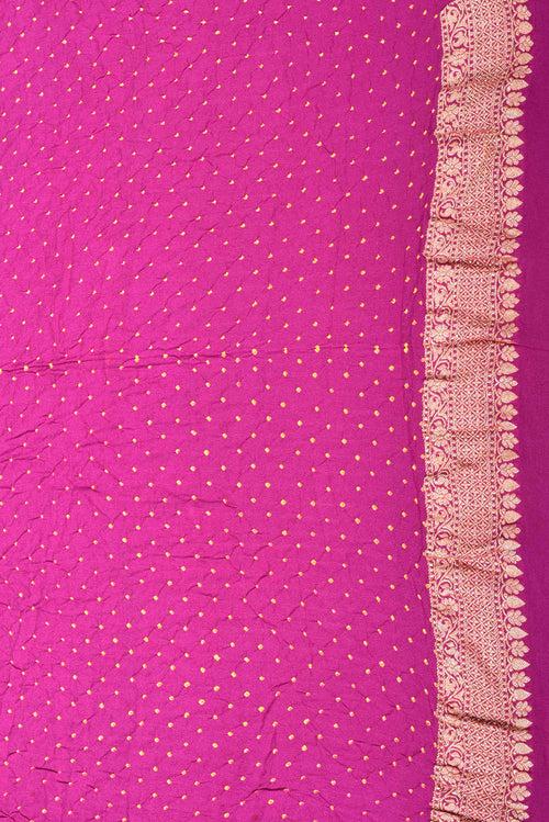 Broad Border Meenakari Banarasi Bandhani Saree - Purple