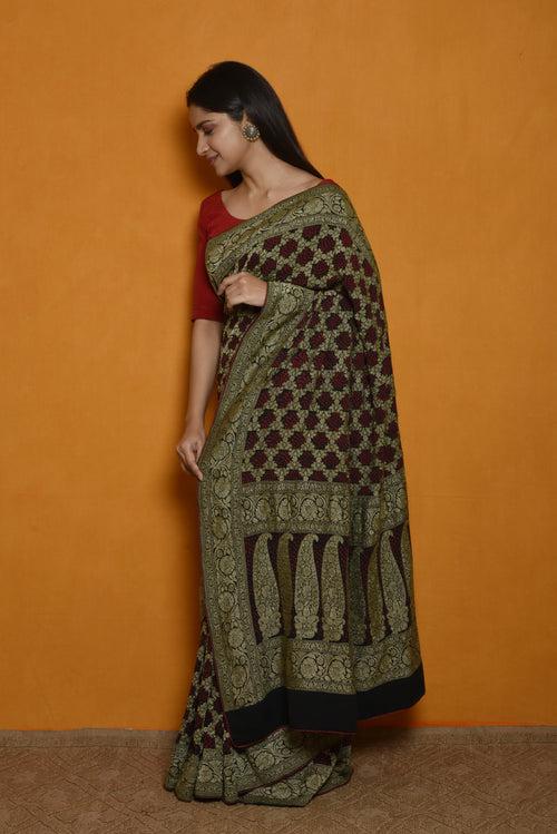 Classic Gharchola Saree in Black