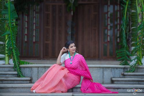 Lakshmi Manchu's Bandhani on Pure Organza Saree