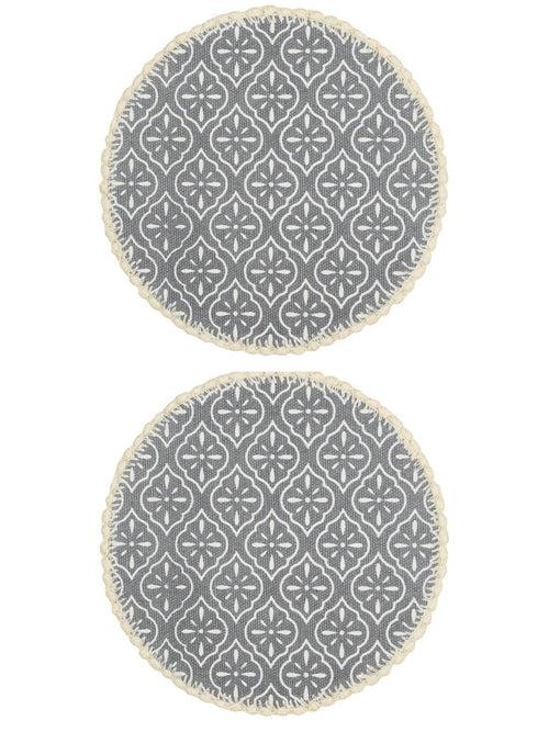 Relief pattern print Antiskid, Crochet Fringe Round Table Mat