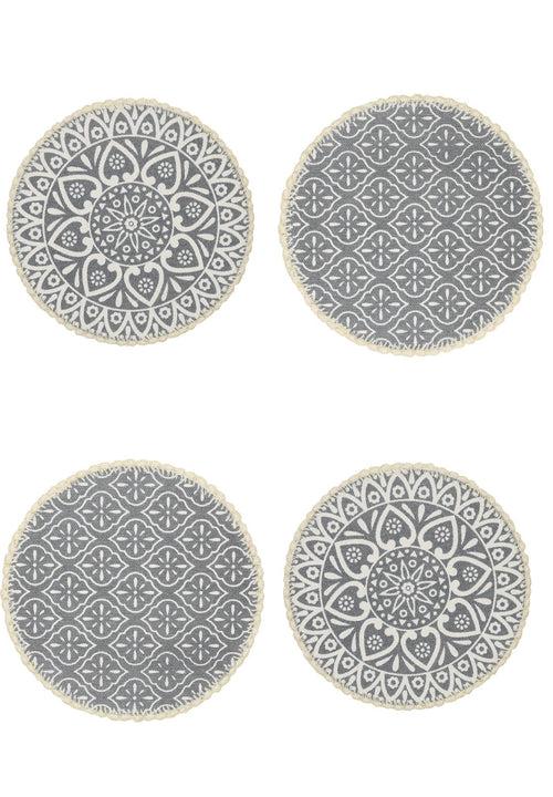 Relief pattern print Antiskid, Crochet Fringe Round Table Mat