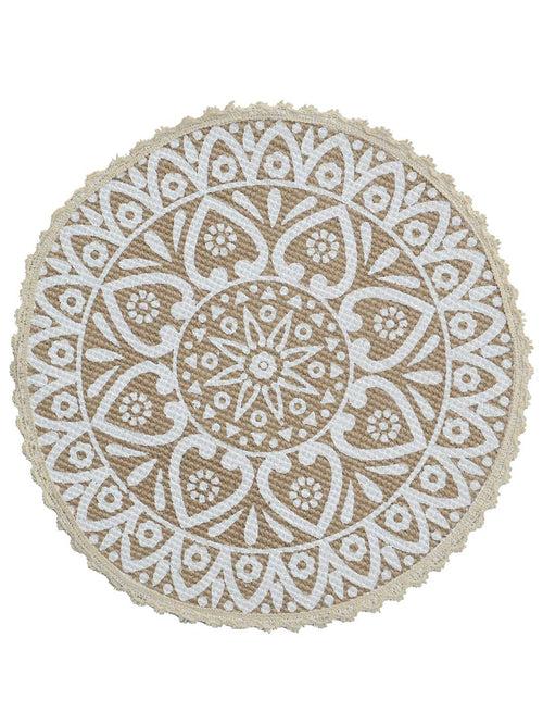 Relief pattern print Antiskid, Crochet Fringe Round Table Mat