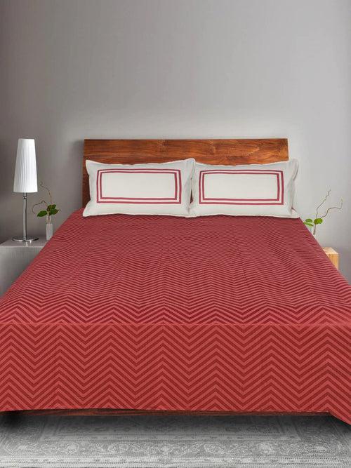 Chevron Damask Cotton Bed Sheet/Cover with 2 Pillow Covers (Gifts)