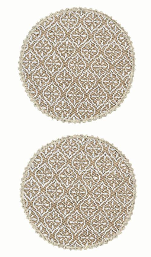 Relief pattern print Antiskid, Crochet Fringe Round Table Mat