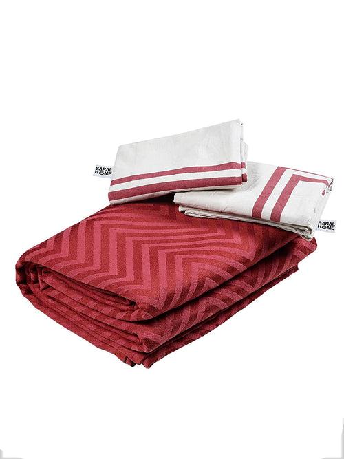 Chevron Damask Cotton Bed Sheet/Cover with 2 Pillow Covers (Gifts)