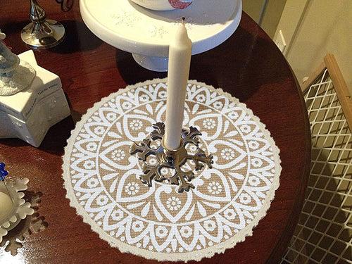 Relief pattern print Antiskid, Crochet Fringe Round Table Mat