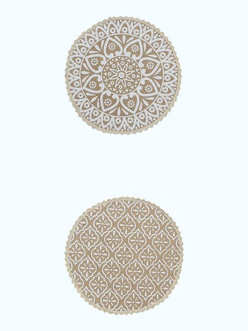 Relief pattern print Antiskid, Crochet Fringe Round Table Mat