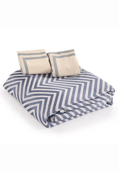 Chevron Damask Cotton Bed Sheet/Cover with 2 Pillow Covers (Gifts)