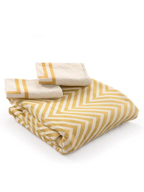 Chevron Damask Cotton Bed Sheet/Cover with 2 Pillow Covers (Gifts)