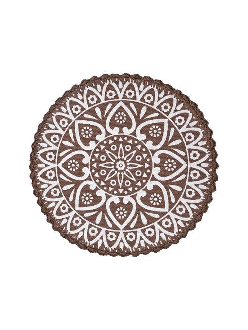 Relief pattern print Antiskid, Crochet Fringe Round Table Mat