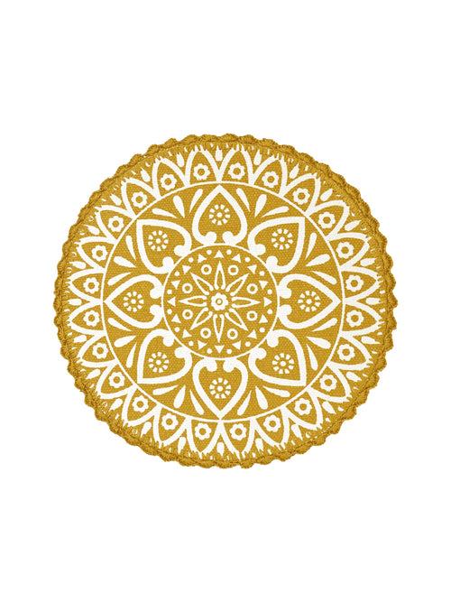 Relief pattern print Antiskid, Crochet Fringe Round Table Mat