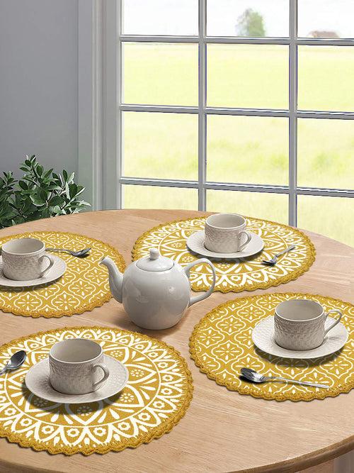 Relief pattern print Antiskid, Crochet Fringe Round Table Mat